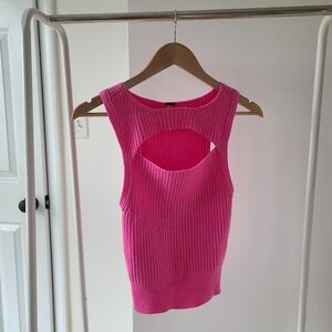 Free People Pink Sleeveless Knit Cut Out Top